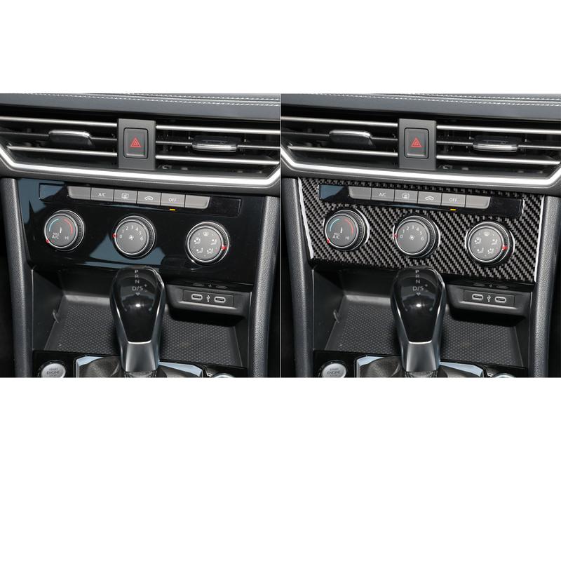 For Volkswagen VW Sagitar — LHD Real Carbon Fiber Central AC Button Panel Cover Trim Sticker Interior Decal Accessories