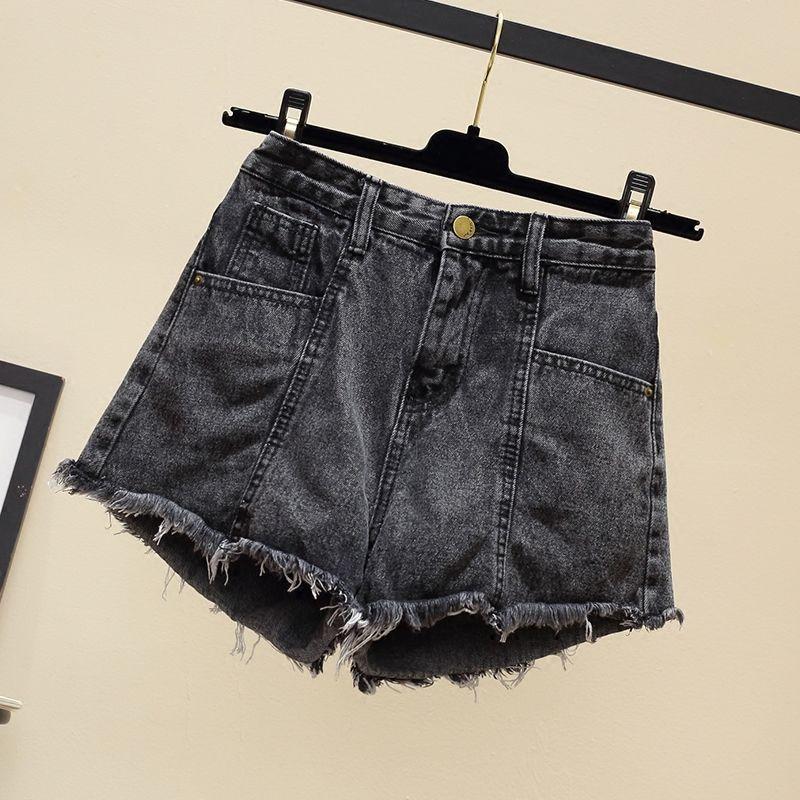 Denimshorts Kvinnelig Tidevann Vår og sommer Ny koreansk Loose Show Slank midje Dameshorts for hele menneskeheten Bermuda