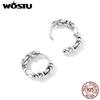 WOSTU Vintage 925 Sterling Silver Twisted Knot Hoop Earrings for Women Fine Jewelry Statement Silver Ear Buckles Gift