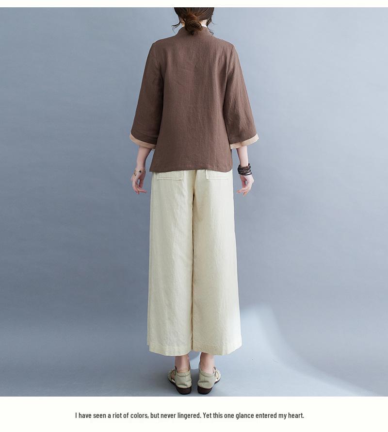 Women's 2025 Spring/Summer Zen-Inspired Retro Tang Suit Hanfu for Tea Ceremony and Meditation