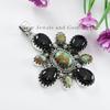 Natural Turquoise Black Onyx Pendant, Cluster Pendant, 925 Sterling Silver Pendant, Gift for Wife, Handmade Pendant, Gemstone Pendant