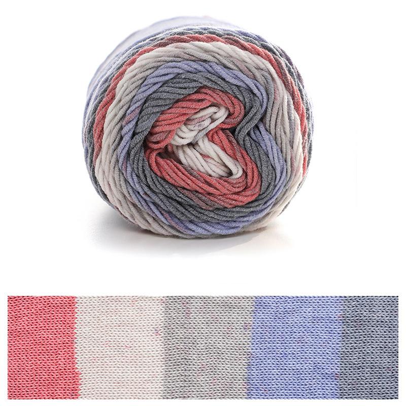 2 Pcs Rainbow Cotton Yarn Segment Dyeing 100g/Ball 5 Strands Of Thick Wool Line DIY Knitting Crochet Sweater Scarf Blanket