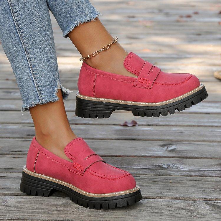 Women's Chunky Platform Loafers,Thick Sole,Round Toe,Casual Women Shoes
