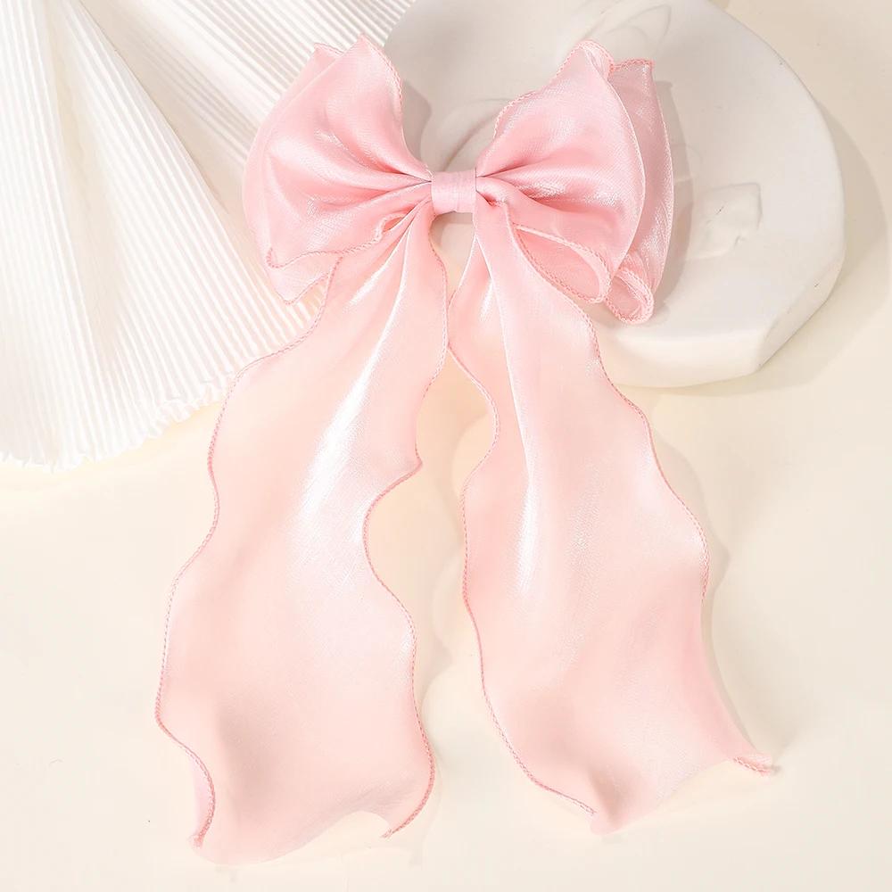 1PCS Girls Blue Pink Big Bow Ribbon Hair Clip Elegant Simple Spring Summer Hair Clip Pins Retro Headband Clips Hair Accessories