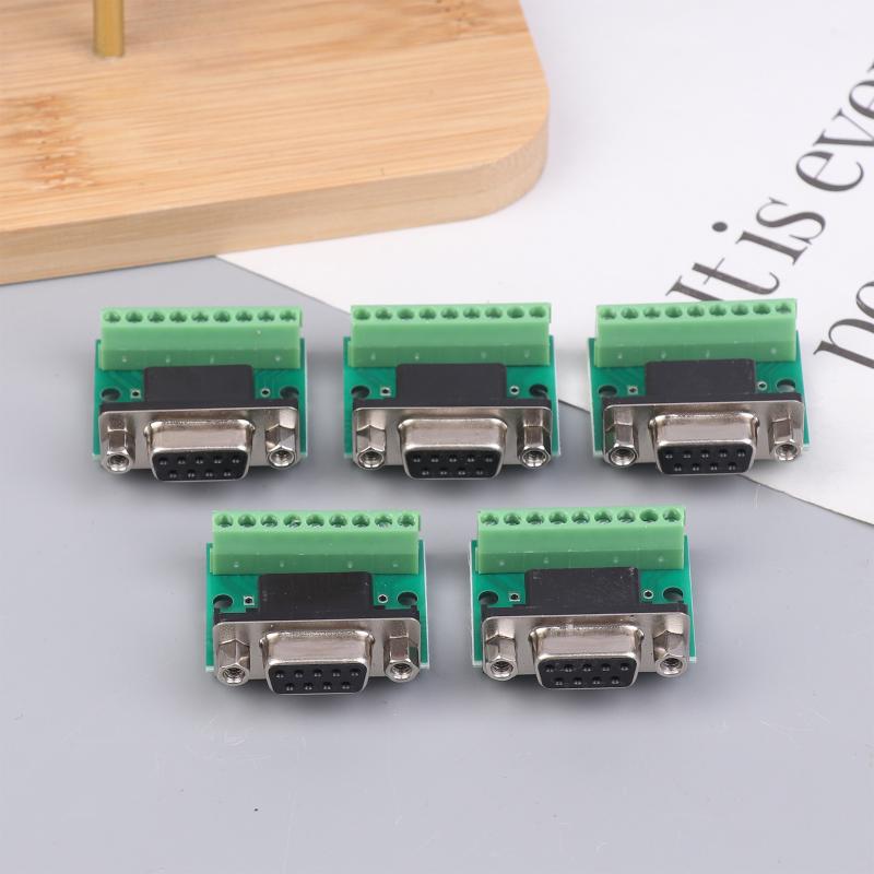 5Pcs Db9 Male Female Adapter Signals Terminal Module Rs232 Rs485 Serial To Terminal 9-Pin 9-Hole Connector