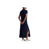 Polo Ralph Lauren Solid Color Polo Collar Straight Cut Side Split Short Sleeve Dress Women Dresses Navy-Blue 211968291-003