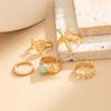 Mixed Design Toe Ring Set with Open Adjustable Bands and Gold Tone Finish, Starfish Shell Foot Rings for Beach Vacation Sandals and Casual Summer