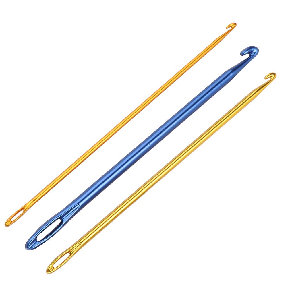 3Pcs Crochet Hooks Durable Sewing Needles with Hole Eye for for Knitting Sweaters Scarves Gloves