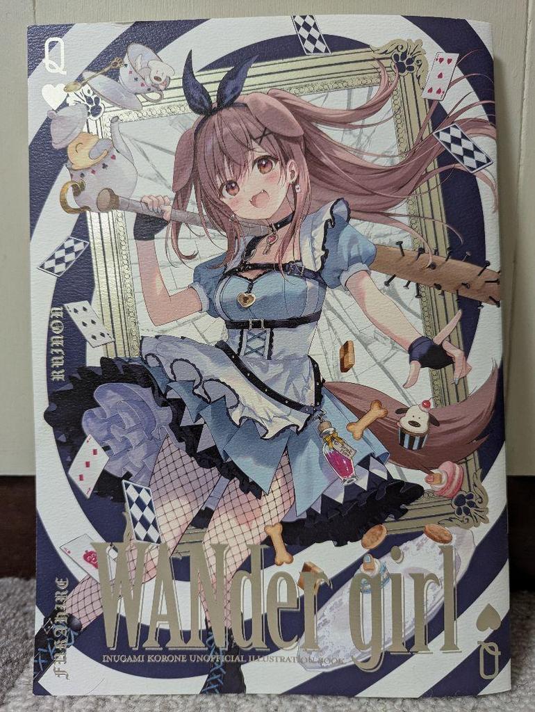 [USED] Autographed Shark Fin Art Book Postcard Lingering Doujinshi Inugami Korone