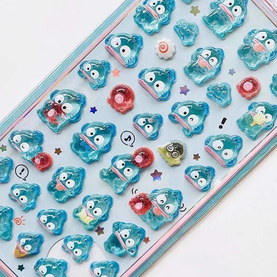 7 Стилей Аниме Sanrio Kuromi Hellokitty Hangyodon Cinnamoroll 3D прозрачные гелевые наклейки Кристальные декоративные наклейки Чехлы DIY игрушка