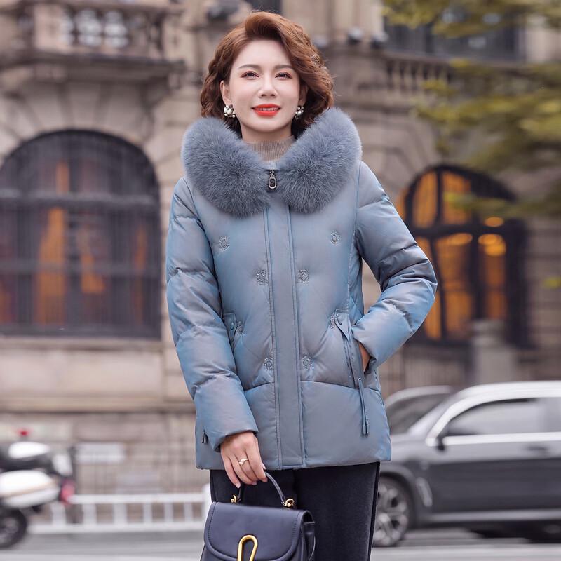 Yalu Women's Elegant Embroidered Hooded Down Jacket