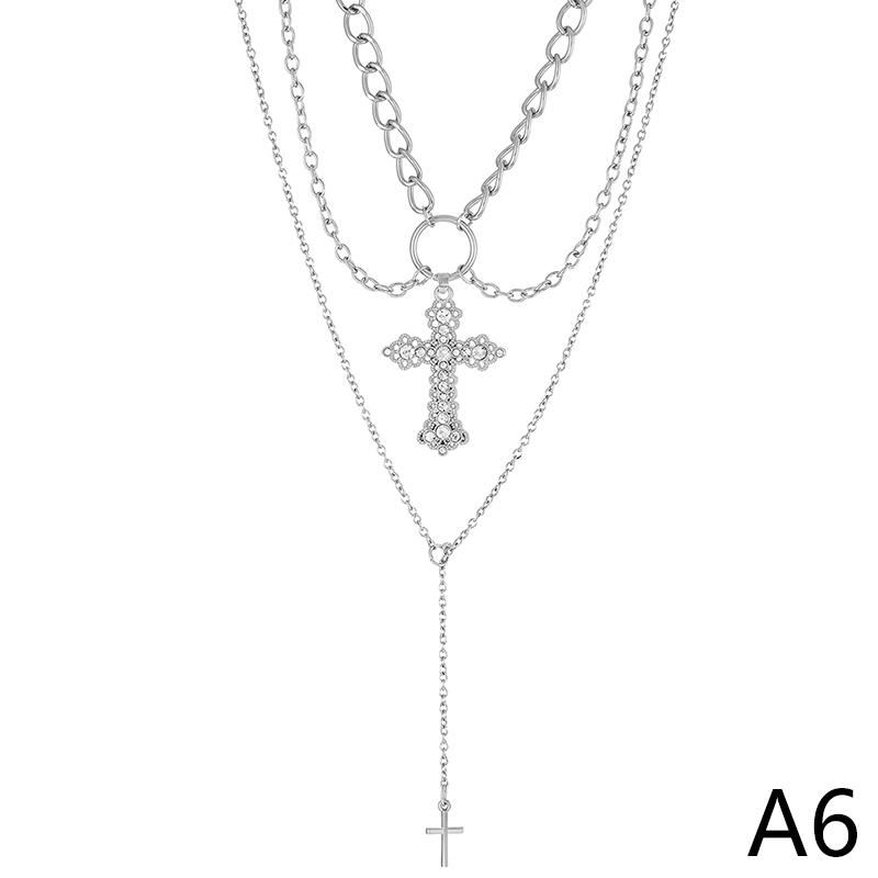 Retro náhrdelník Křesťanský kříž klíční řetízek Sladký punkový přívěsek