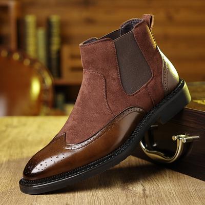 Men's New Fashionable Retro British Style Leather Boots Business Casual Versatile Chelsea Boots