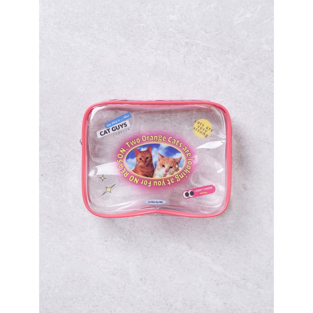 Daiso Cat Transparent Square Pouch Medium