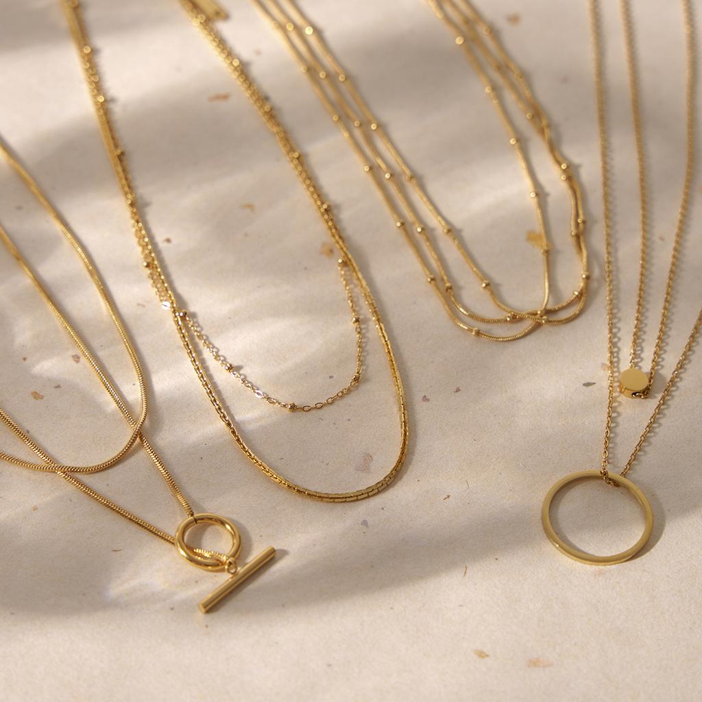 Multi-Layer Titanium Steel Clavicle Chain Plated With 18K Real Gold Does Not Fade Niche Design Light Luxury Women'S Necklace