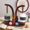 Yarn Holder Magnetic Rotating Yarn Spinner With 2 Spindles Wooden Spinner Stand Dispenser For Birthdays Holidays Christmas