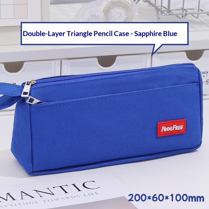Durable Canvas Pencil Case With Large Storage Pocket Smooth Metal Zipper For School Student Stationery Storage