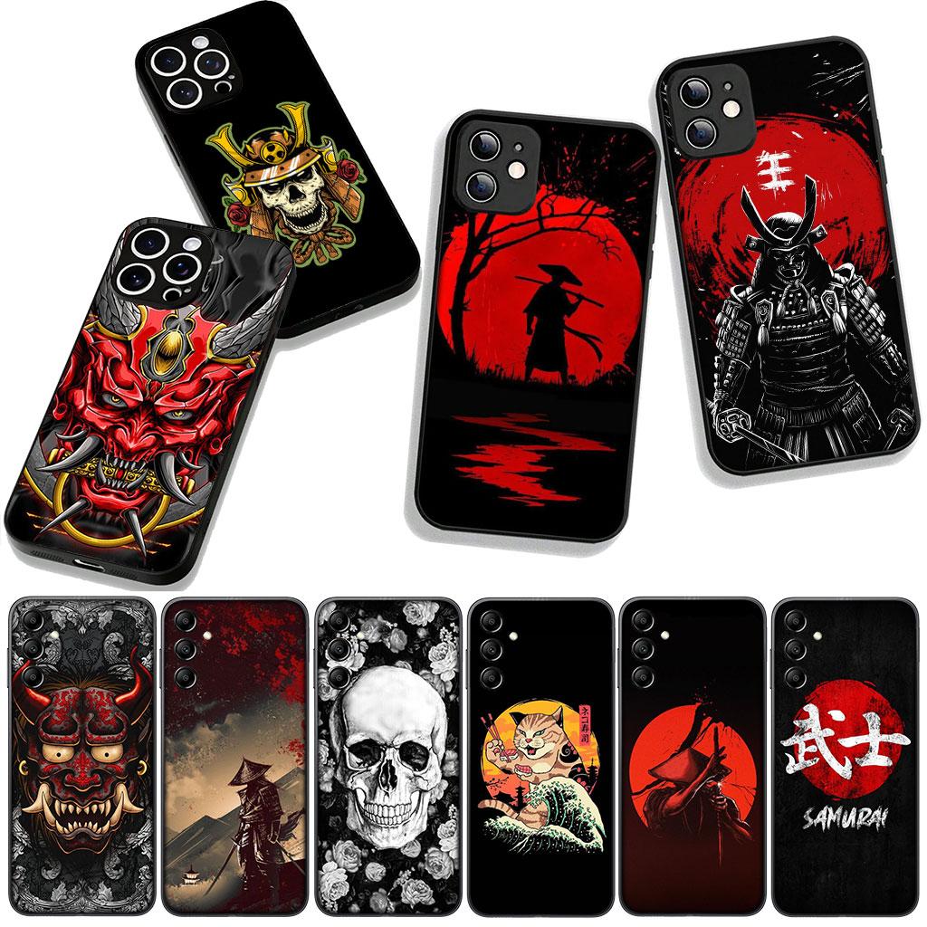 Cover for Apple iPhone 16 15 14 Plus 13 12 Mini 17 Pro Max + ProMax 16E Air 16+ 15+ Case Japan Samurai Skeleton Skull Ninja