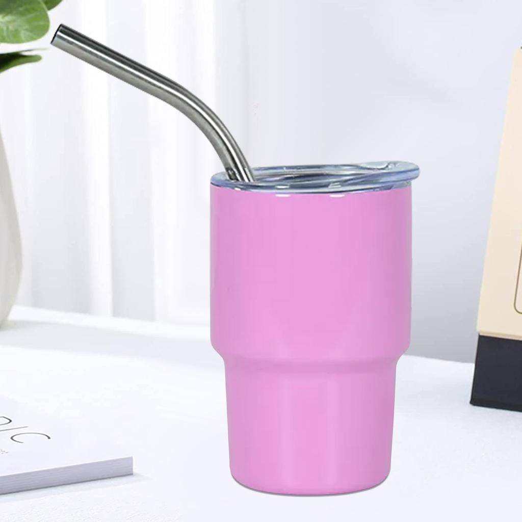 3oz Sublimation Tumble Whiskey Wine Glass Stainless Steel Vacuum Insulation Cup Car MIni Coffee Cup With Straw Party Gift