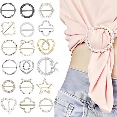 18 Pcs Shirt Ties Clips For Women, T Shirt Tie Or Rings Clips For Women For The Side, Scarf Ring Clip Tightener For Loose Clothes Corner Knotted Butto