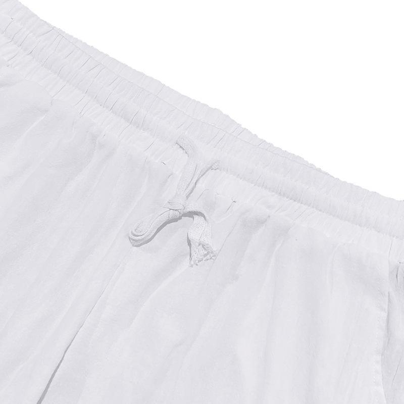 New beach men's printed casual cotton linen loose trousers