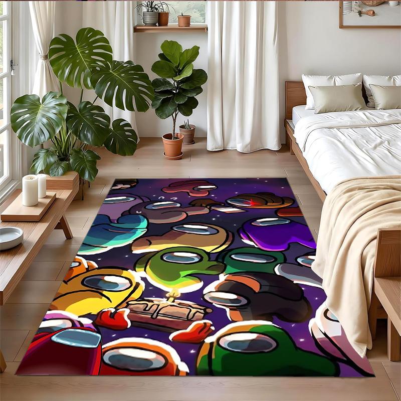 Anti‑Slip Crystal Velvet Floor Rug, Among Us Design Carpet for Indoor Living Bedroom Home Decoration