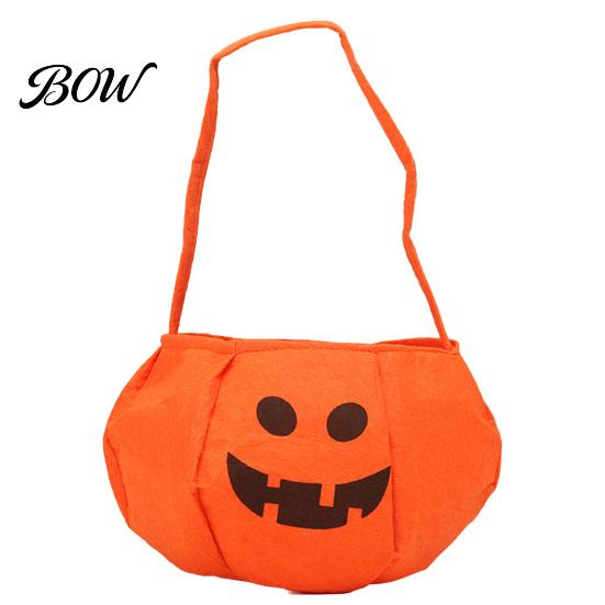 Large Capacity Candy Bag Halloween Pumpkin for Kids, Small Trick or Treat Bucket, Party Favor Soft Face Basket with Handle Decoration Holder Kids
