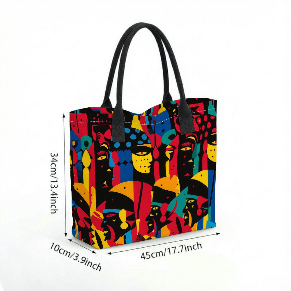  Vibrant Abstract Print Tote Bag Large Capacity Daily Casual Shoulder Handbag for Women