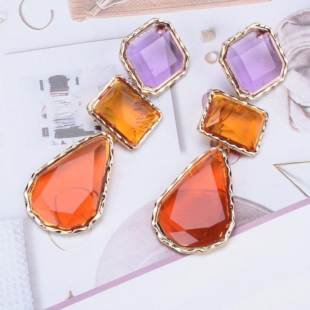 Fashion Alloy Color Resin Dangle Earrings, Exaggerated Minimalist Geometric Jewelry For Women