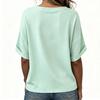 Top da Donna Casual Largo Girocollo Manica Corta Tessuto Misto Cotone Lino Leggero Traspirante Camicia Estiva