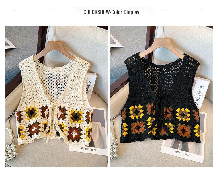 Sleeveless Crochet Lace Knit Cardigan: Fashionable Loose Bolero Vest