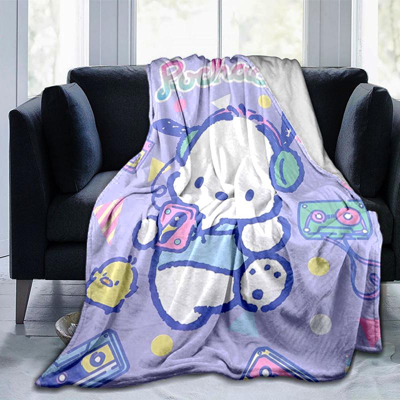 1pc Music Pochacco Blanket, Soft Throw for Home Decor, Gift Idea, Living Room, Travel, Camping, Car Blankets, Beach, Office Naps, Suitable for All Sea