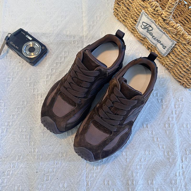 The first layer of cowhide German training shoes women's autumn new flat-bottomed sports Forrest Gump shoes casual retro little white shoes versati