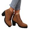 Large Size Autumn and Winter New High-heeled Women's Boots Cross-strapped Short Boots Thick-heeled Martin Boots Leather Boots Women