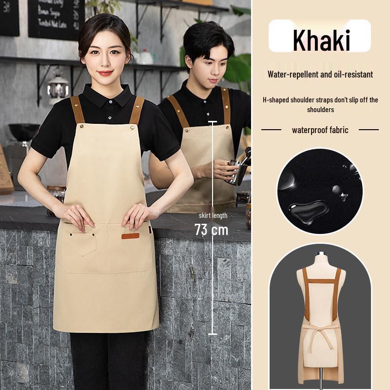 Unisex Winter Long Sleeve Apron, Velvet Thickened, Oil-Proof, Waterproof, Cute Logo Print