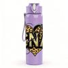 1PC Leopard CNA Heart 750ml Color Plastic Sports Water Bottle Leakproof Flip Straw Lid Suitable for Sports Office Home Use