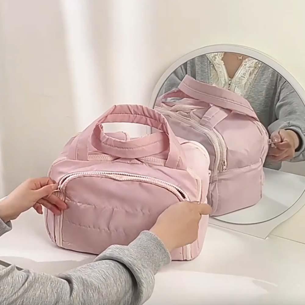 Kawaii Portable Toiletry Bag Cotton Pouches Bag Organizer Zipper Solid Color Cosmetic Bag  Kids