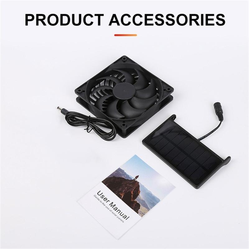 3W Solar Panel Powered Exhaust Fan Cooling Ventilator Solar Exhaust Fan for Dog Chicken House Greenhouses Enduring