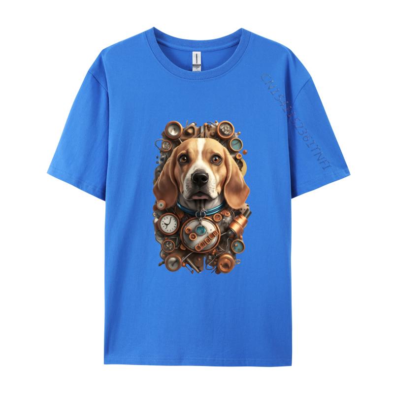 Funny Beagle Dog TShirt Mechanical Engineer Dog Cosie Printed Tops Tees Retro Cotton Men Top Tshirts