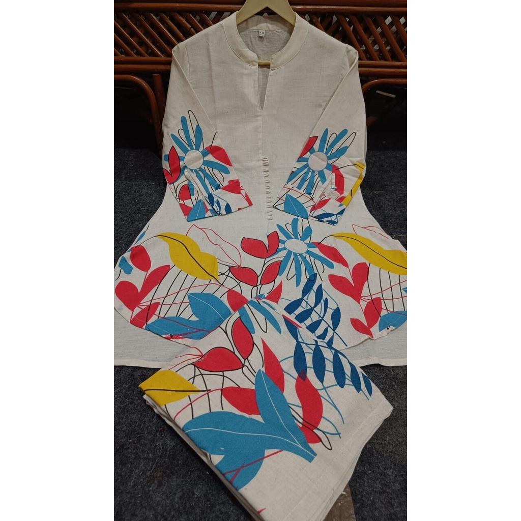 Women Designer Cotton Flex Kurta Cord Set Indian Beautiful Top Tunic Kurti Dress SC-2305