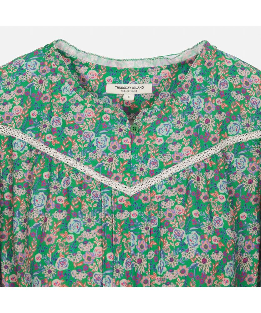 THURSDAY ISLAND Diagonal Lace Point Flower Dress_T254Mop292W