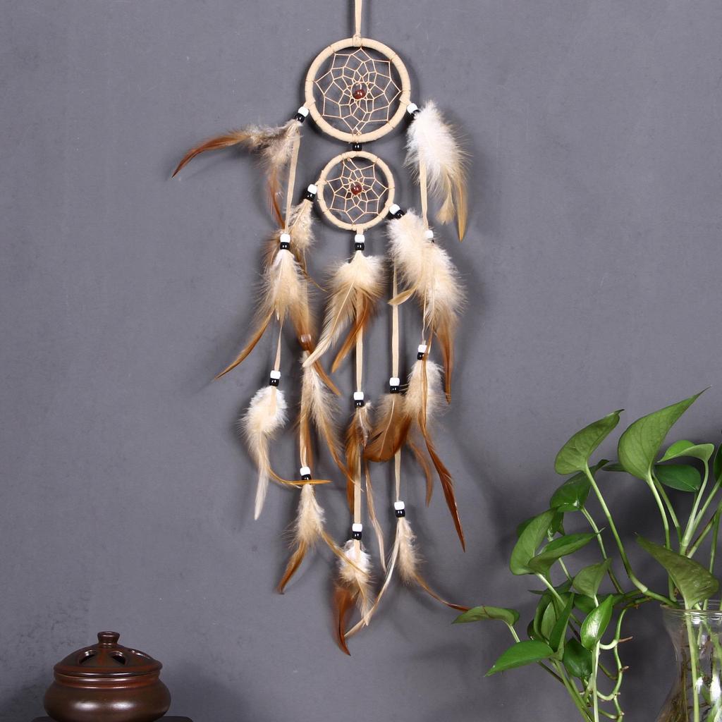 Indian Dream Catcher Ornament with Double Rings – Wind Chime Wall Decoration