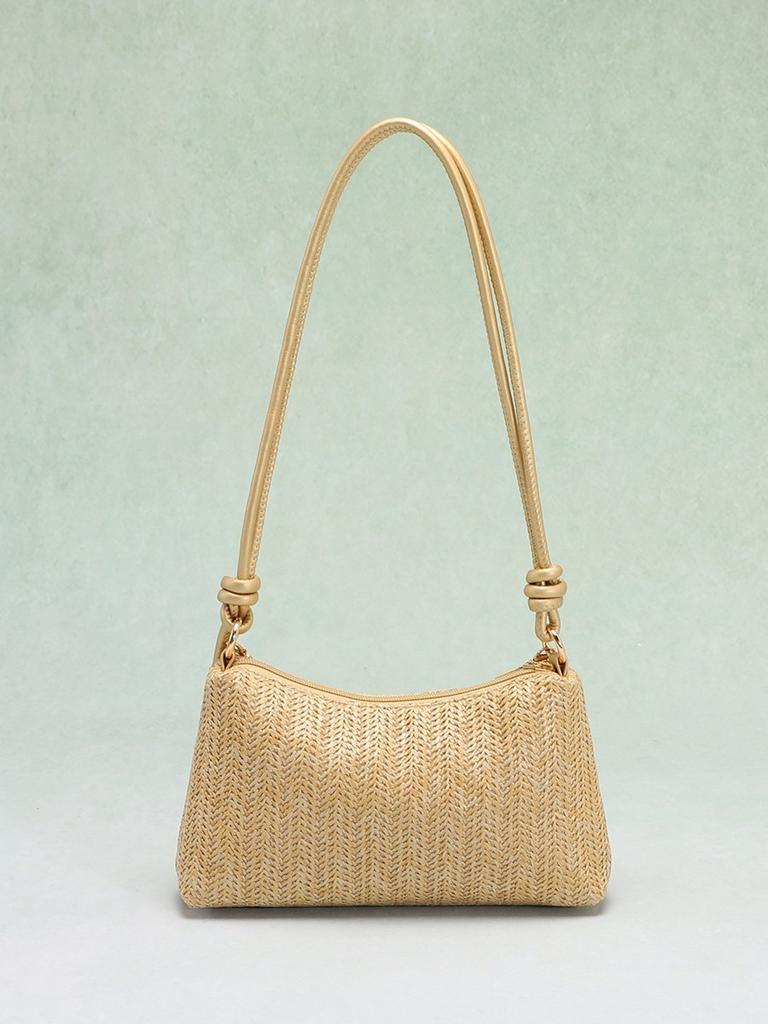 Pp Woven Crossbody Bag With Shell Pendant For Beach Vacation And Casual Wear