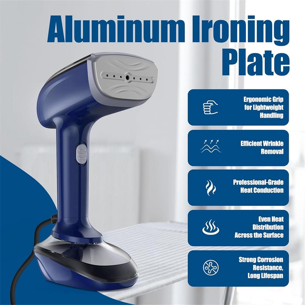 Powerful Handheld Fabric Steamer - 1800W with Fast Ceramic Heat-Up Plate, 2-In-1 Ironing & Wrinkle Remover,US Plug White