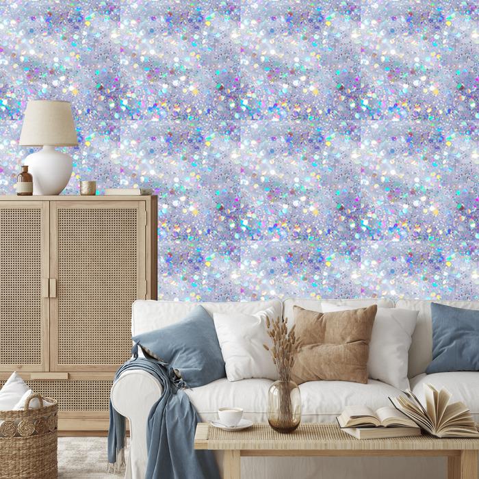 Iridescent glitter wallpaper blue and light gray 50x1000