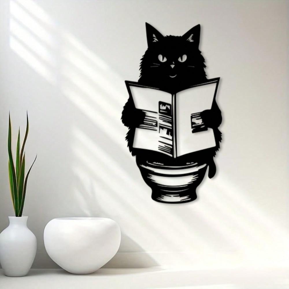 Metal Wall Art Vintage Laundry Cat Statue Rust Resistant Home Decor
