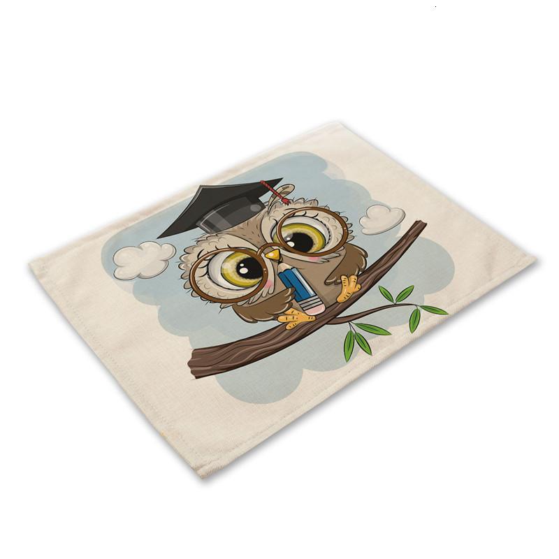 

45*30cm Kawaii Cartoon Owl Pattern Kitchen Placemat Linen Dining Table Mats Coaster Pad Bowl Cup Mat for Home Decor 2pcs 30x45cm