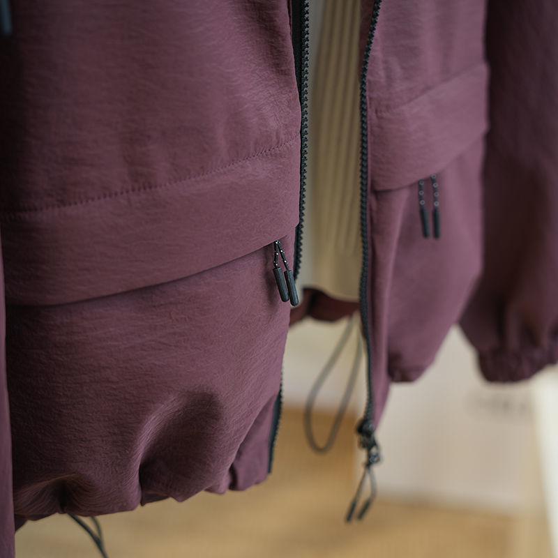 Fashionable and Comfortable Loose Hooded Drawstring Short Windbreaker Jacket for Women