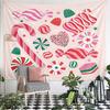 Christmas Candy Pink Seamless Tapestry Wall Hanging Holiday Home Decor for Bedroom Living Room Gift