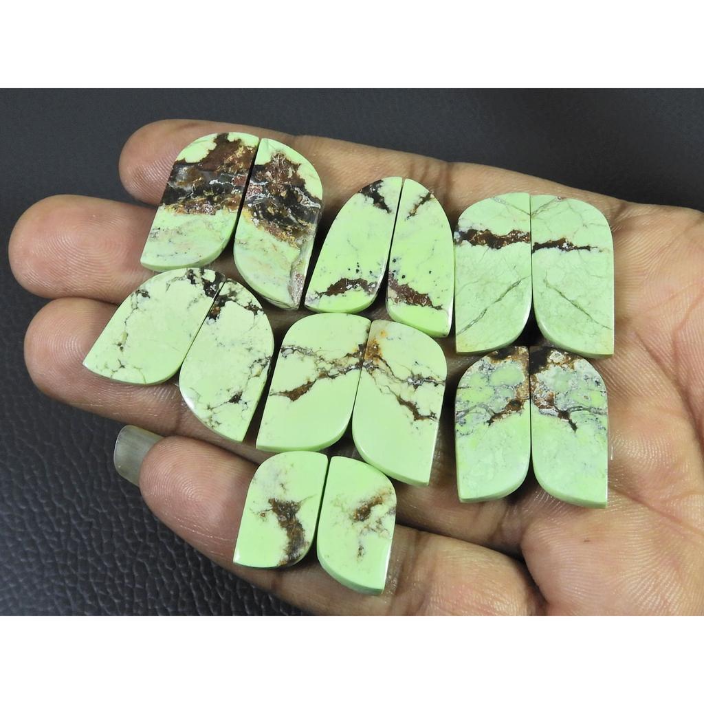 150Cts. Natural Lemon Chrysoprase Fancy Cabachon Loose Gemstone 07 Pcs Lot C-2589